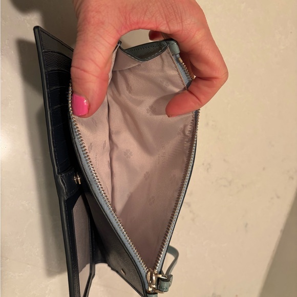 Kate Spade- Robin Egg and Navy Blue Wristlet Wallet - Picture 6 of 9